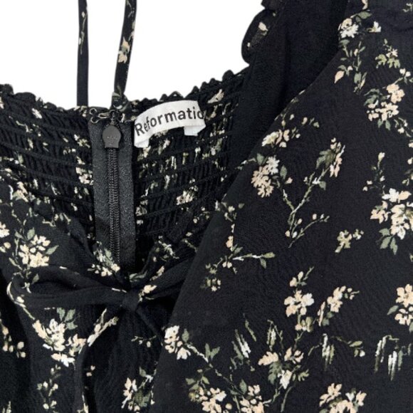 Reformation Remi Mini Dress Floral Black Size 6 Pre-Loved - Picture 6 of 6